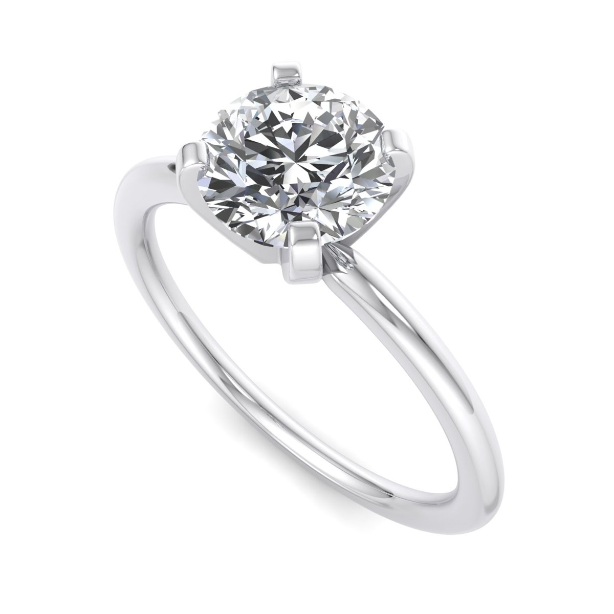 Falmere Petite Solitaire Engagement Ring in white gold with a round center stone, 3D view